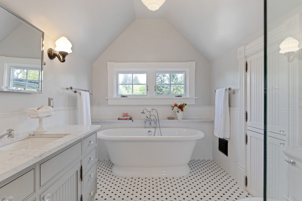 Albany bathroom remodel with custom tile and large soaking tub Albany bathroom remodel with custom tile and large soaking tub